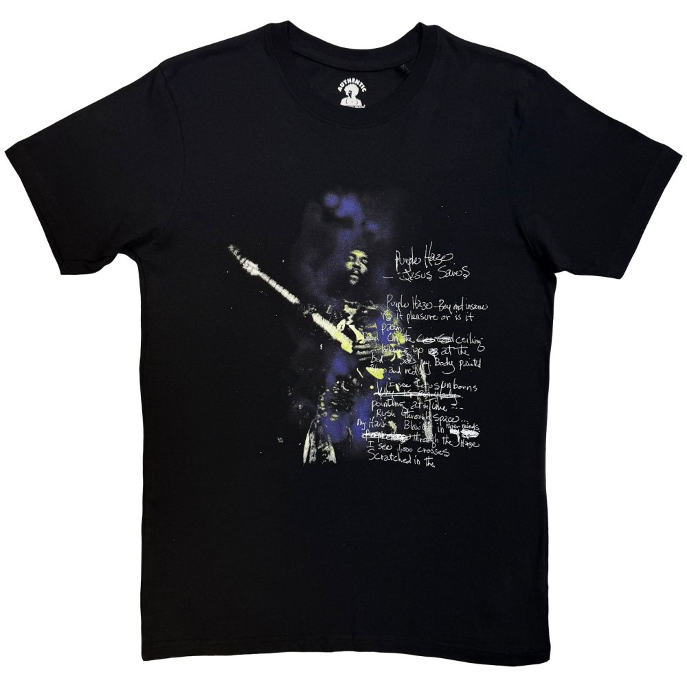 Jimi Hendrix - Purple Haze Lyrics Heren Tshirt - Zwart
